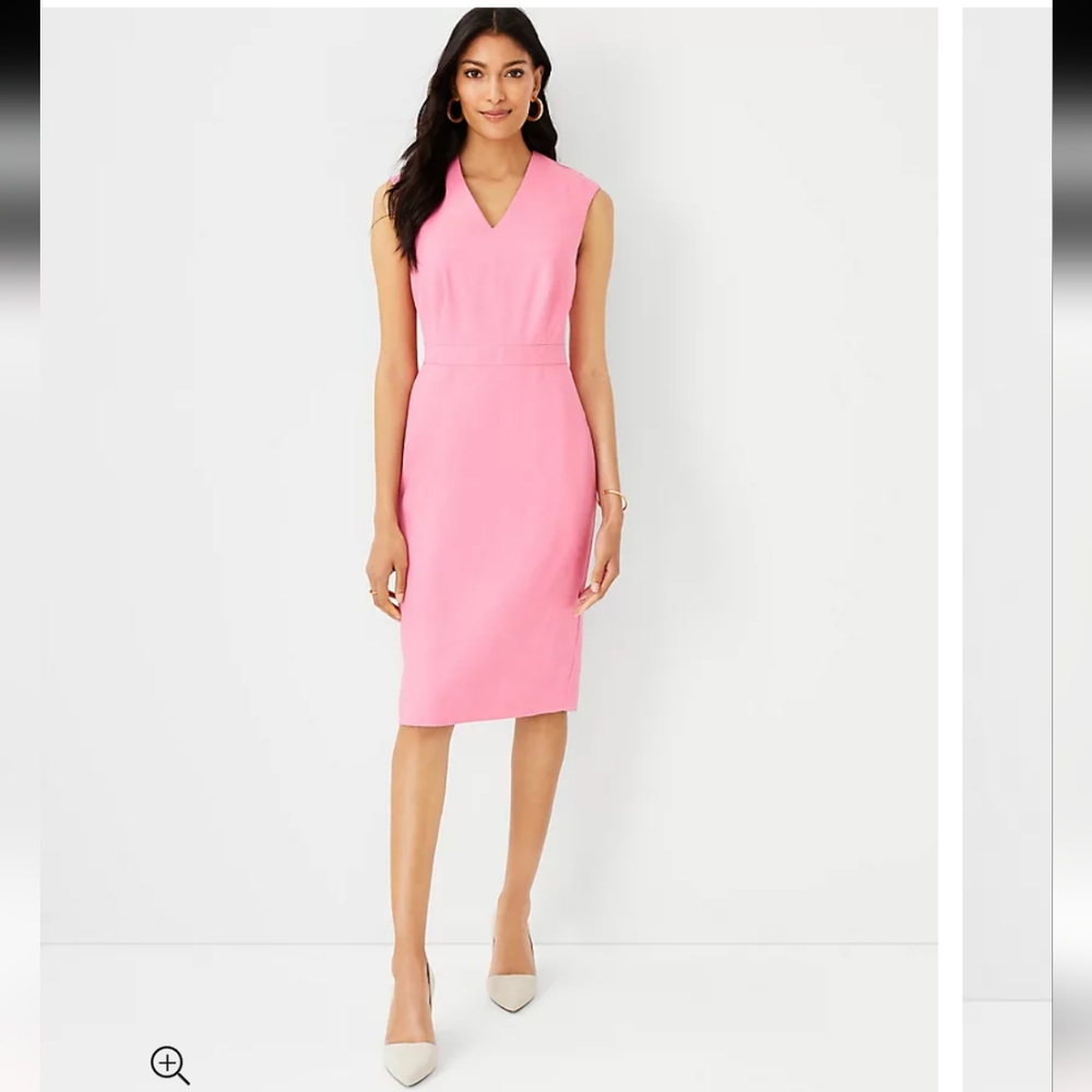 NWT Ann Taylor Double V-Neck Sheath Dress in Linen Blend Twill 8